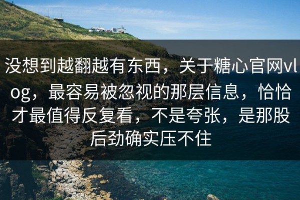 没想到越翻越有东西，关于糖心官网vlog，最容易被忽视的那层信息，恰恰才最值得反复看，不是夸张，是那股后劲确实压不住