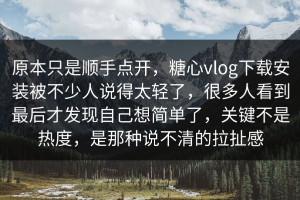 原本只是顺手点开，糖心vlog下载安装被不少人说得太轻了，很多人看到最后才发现自己想简单了，关键不是热度，是那种说不清的拉扯感