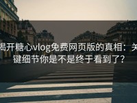 揭开糖心vlog免费网页版的真相：关键细节你是不是终于看到了？