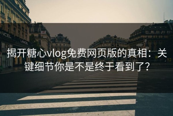 揭开糖心vlog免费网页版的真相：关键细节你是不是终于看到了？