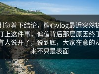 别急着下结论，糖心vlog最近突然被盯上这件事，偏偏背后那层原因终于有人说开了，说到底，大家在意的从来不只是表面