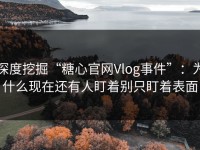 深度挖掘“糖心官网Vlog事件”：为什么现在还有人盯着别只盯着表面