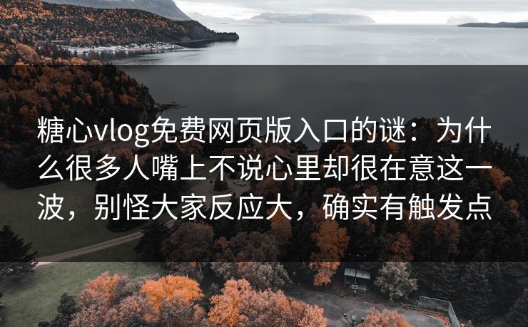 糖心vlog免费网页版入口的谜：为什么很多人嘴上不说心里却很在意这一波，别怪大家反应大，确实有触发点