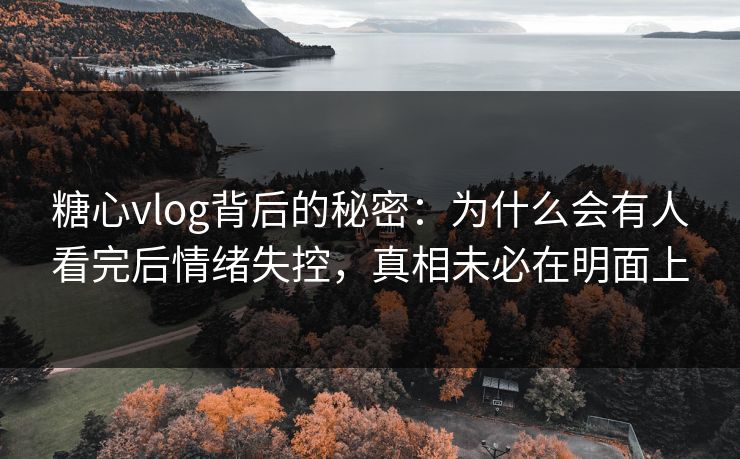 糖心vlog背后的秘密:为什么会有人看完后情绪失控,真相未必在明面上 糖心vlog背后的秘密:为什么会有人看完后情绪失控,真相未必在明面上