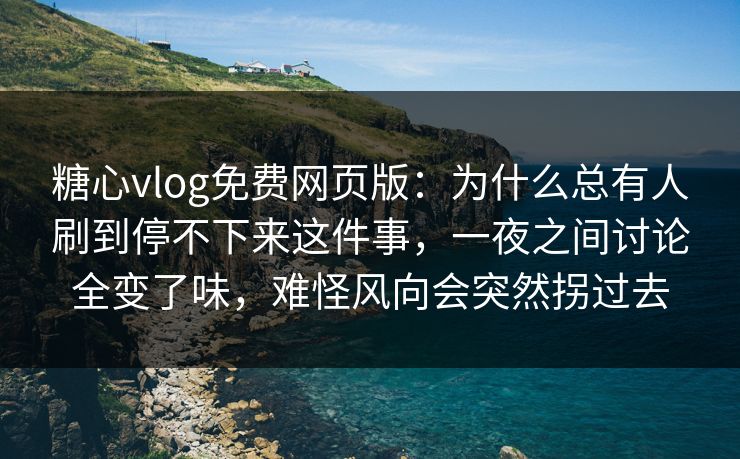 糖心vlog免费网页版：为什么总有人刷到停不下来这件事，一夜之间讨论全变了味，难怪风向会突然拐过去