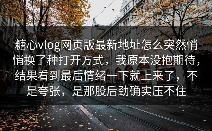 糖心vlog网页版最新地址怎么突然悄悄换了种打开方式,我原本没抱期待,结果看到最后情绪一下就上来了,不是夸张,是那股后劲确实压不住 糖心vlog网页版最新地址怎么突然悄悄换了种打开方式,我原本没抱期待,结果看到最后情绪一下就上来了,不是夸张,是那股后劲确实压不住