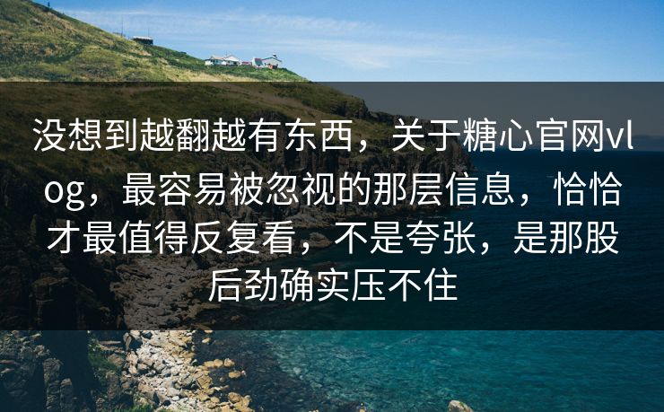 没想到越翻越有东西,关于糖心官网vlog,最容易被忽视的那层信息,恰恰才最值得反复看,不是夸张,是那股后劲确实压不住 没想到越翻越有东西,关于糖心官网vlog,最容易被忽视的那层信息,恰恰才最值得反复看,不是夸张,是那股后劲确实压不住