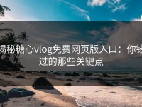揭秘糖心vlog免费网页版入口：你错过的那些关键点
