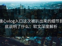 糖心vlog入口这次被扒出来的细节到底说明了什么：软文深度解析