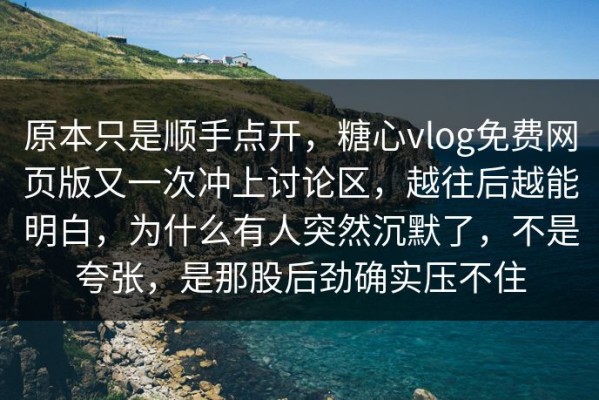 原本只是顺手点开，糖心vlog免费网页版又一次冲上讨论区，越往后越能明白，为什么有人突然沉默了，不是夸张，是那股后劲确实压不住