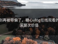 别再被带偏了，糖心vlog在线观看的深层次价值