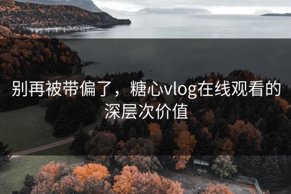别再被带偏了，糖心vlog在线观看的深层次价值