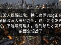 真没人提醒过我，糖心官网vlog正在悄悄改写大家的判断，这回能引发讨论，不是没有理由，看到最后才发现前面全想岔了