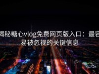 揭秘糖心vlog免费网页版入口：最容易被忽视的关键信息