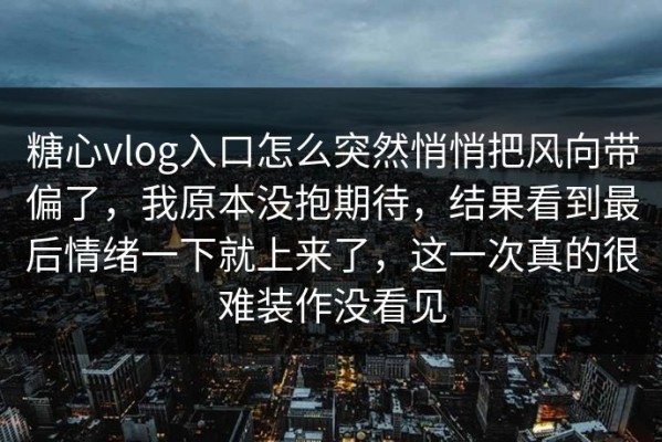 糖心vlog入口怎么突然悄悄把风向带偏了，我原本没抱期待，结果看到最后情绪一下就上来了，这一次真的很难装作没看见