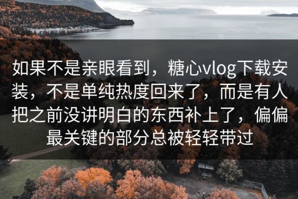 如果不是亲眼看到，糖心vlog下载安装，不是单纯热度回来了，而是有人把之前没讲明白的东西补上了，偏偏最关键的部分总被轻轻带过