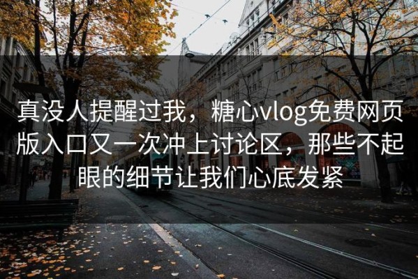 真没人提醒过我，糖心vlog免费网页版入口又一次冲上讨论区，那些不起眼的细节让我们心底发紧
