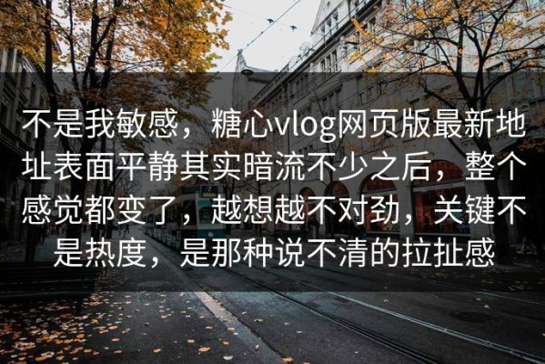 不是我敏感，糖心vlog网页版最新地址表面平静其实暗流不少之后，整个感觉都变了，越想越不对劲，关键不是热度，是那种说不清的拉扯感