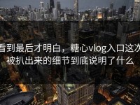 看到最后才明白，糖心vlog入口这次被扒出来的细节到底说明了什么