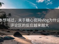 本想略过，关于糖心官网vlog为什么评论区的反应越来越大
