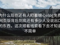 为什么现在还有人盯着糖心vlog免费网页版背后到底还有多少人没说出口的东西，这次顺着线索看下去才知道不简单