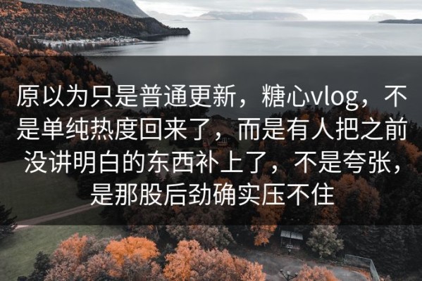 原以为只是普通更新，糖心vlog，不是单纯热度回来了，而是有人把之前没讲明白的东西补上了，不是夸张，是那股后劲确实压不住
