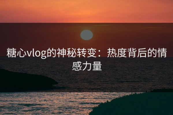 糖心vlog的神秘转变：热度背后的情感力量