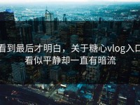 看到最后才明白，关于糖心vlog入口看似平静却一直有暗流
