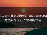原以为只是普通更新，糖心官网vlog，竟然带来了让人惊艳的惊喜！