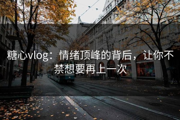 糖心vlog：情绪顶峰的背后，让你不禁想要再上一次