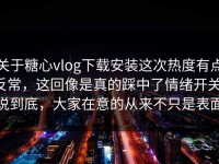 关于糖心vlog下载安装这次热度有点反常，这回像是真的踩中了情绪开关，说到底，大家在意的从来不只是表面