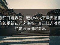 别只盯着表面，糖心vlog下载安装正在被重新认识这件事，真正让人难受的是后面那层意思