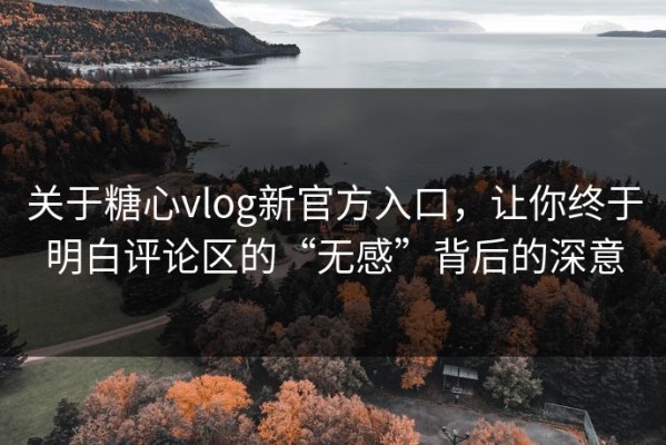 关于糖心vlog新官方入口，让你终于明白评论区的“无感”背后的深意