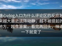 糖心vlog入口为什么评论区的反应越来越大最近这阵动静，越不被提起的地方，越像答案，看完再回头，味道一下就变了