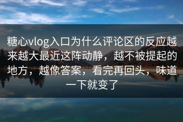 糖心vlog入口为什么评论区的反应越来越大最近这阵动静，越不被提起的地方，越像答案，看完再回头，味道一下就变了