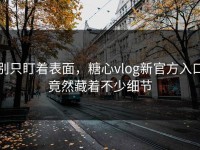 别只盯着表面，糖心vlog新官方入口竟然藏着不少细节