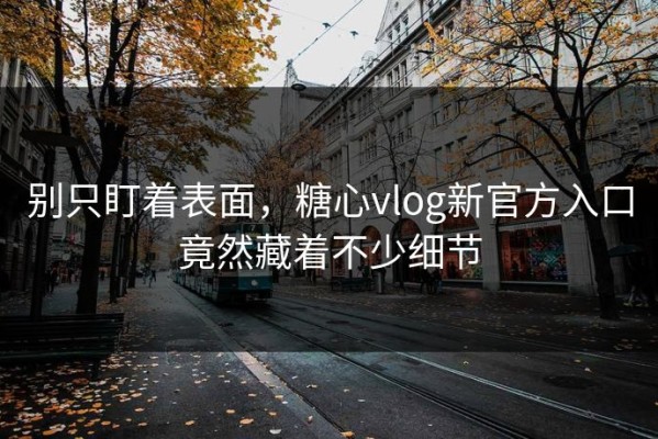 别只盯着表面，糖心vlog新官方入口竟然藏着不少细节