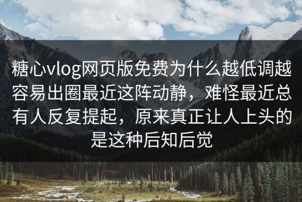 糖心vlog网页版免费为什么越低调越容易出圈最近这阵动静，难怪最近总有人反复提起，原来真正让人上头的是这种后知后觉