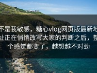 不是我敏感，糖心vlog网页版最新地址正在悄悄改写大家的判断之后，整个感觉都变了，越想越不对劲