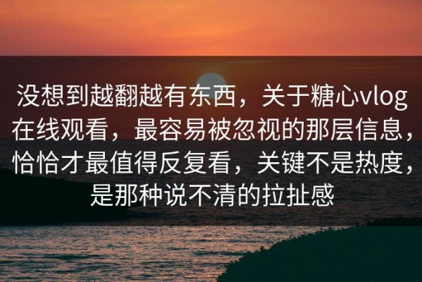没想到越翻越有东西，关于糖心vlog在线观看，最容易被忽视的那层信息，恰恰才最值得反复看，关键不是热度，是那种说不清的拉扯感