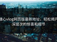 糖心vlog网页版最新地址，轻松揭开深层次的惊喜和细节
