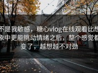 不是我敏感，糖心vlog在线观看比想象中更能挑动情绪之后，整个感觉都变了，越想越不对劲