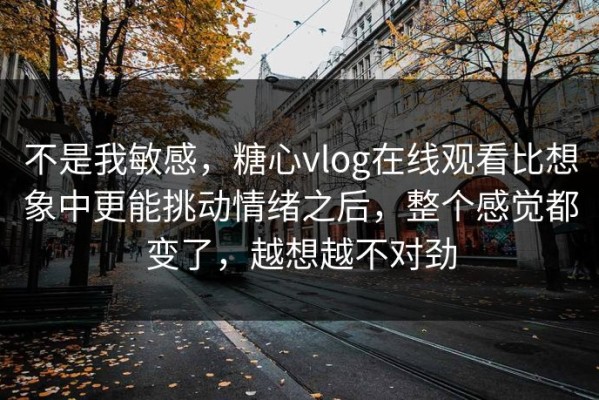 不是我敏感，糖心vlog在线观看比想象中更能挑动情绪之后，整个感觉都变了，越想越不对劲