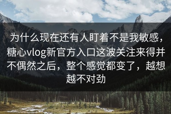 为什么现在还有人盯着不是我敏感，糖心vlog新官方入口这波关注来得并不偶然之后，整个感觉都变了，越想越不对劲