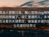 真没人提醒过我，糖心官网vlog悄悄把风向带偏了，说它普通的人，多半还没看到关键那段，偏偏最关键的部分总被轻轻带过
