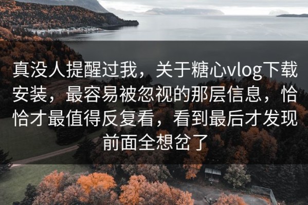 真没人提醒过我，关于糖心vlog下载安装，最容易被忽视的那层信息，恰恰才最值得反复看，看到最后才发现前面全想岔了