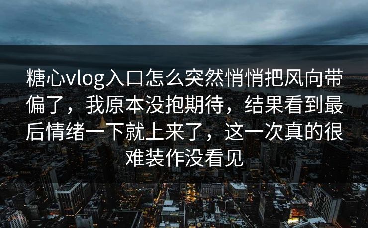糖心vlog入口怎么突然悄悄把风向带偏了，我原本没抱期待，结果看到最后情绪一下就上来了，这一次真的很难装作没看见