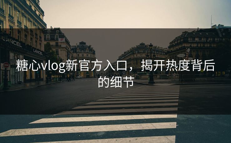糖心vlog新官方入口，揭开热度背后的细节