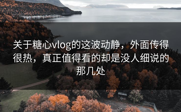 关于糖心vlog的这波动静，外面传得很热，真正值得看的却是没人细说的那几处