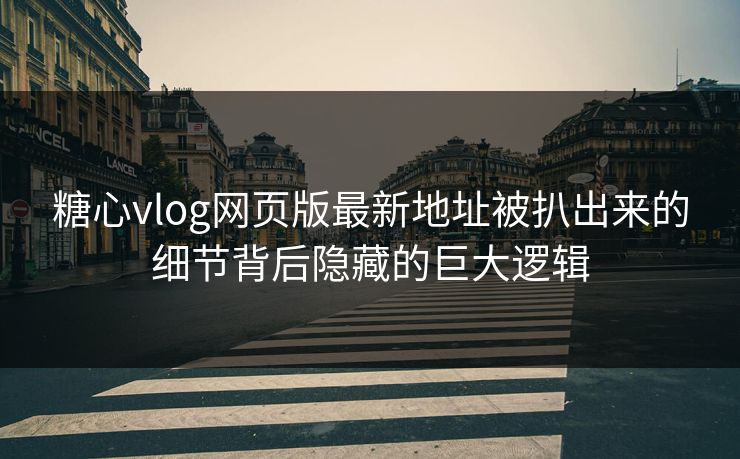 糖心vlog网页版最新地址被扒出来的细节背后隐藏的巨大逻辑